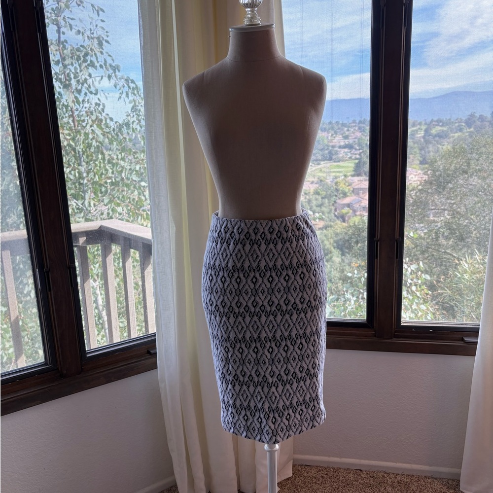 Stretchy black and white pencil skirt